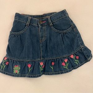 Gymboree Bright Tulip Frog Denim Skirt